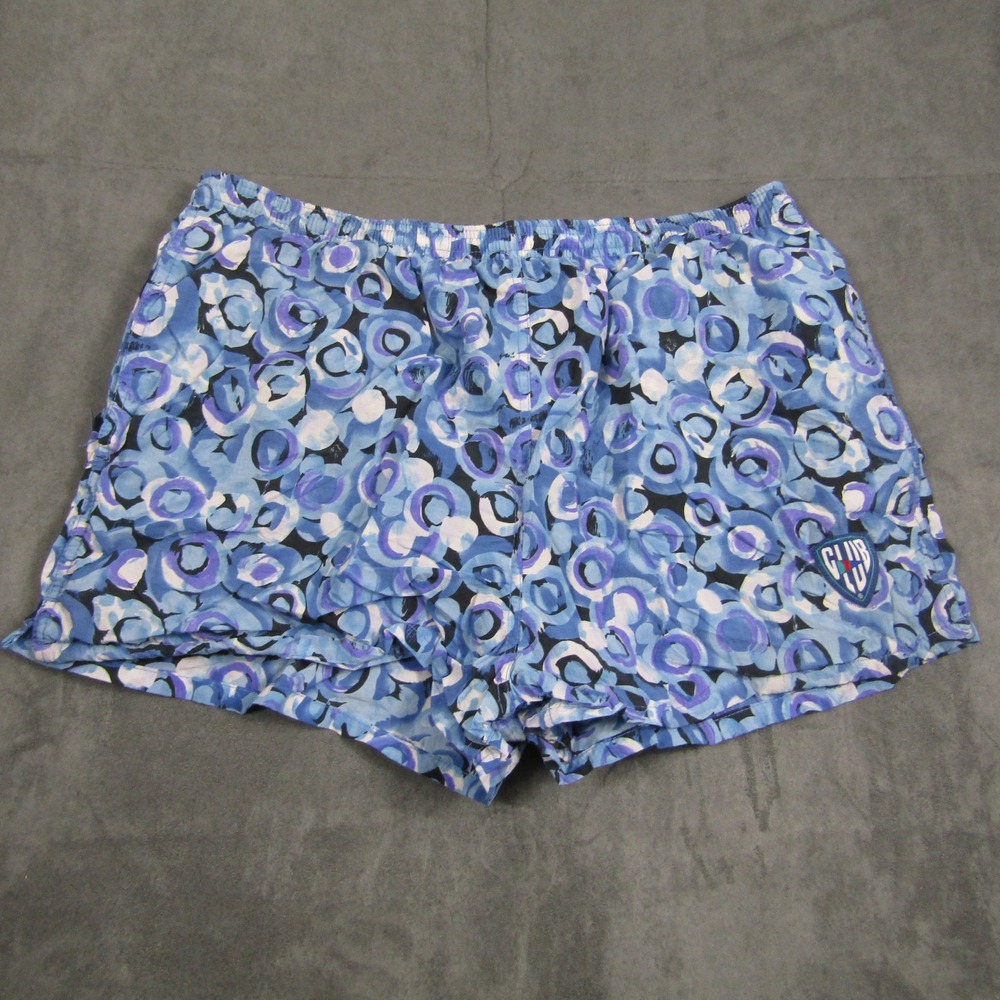 Club Sportswear Swim Trunks Mens XL Blue Abstract Vintage Mesh Lined USA Made